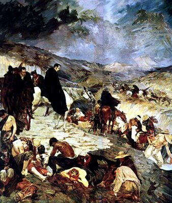 En esta pintura se retrata a Simón Bolívar y su ejército atravesando El Collado del Cóndor durante su paso por los Andes venezolanos. Fue hecha por Tito Salas, artista venezolano.