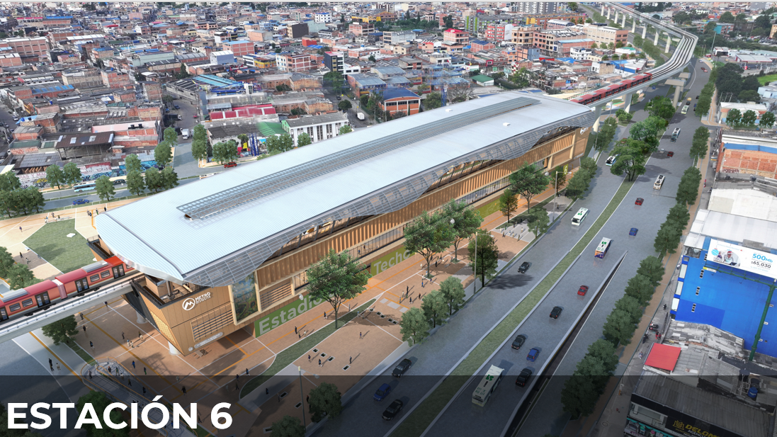 La propuesta de diseño busca potenciar el ladrillo como elemento identitario de la arquitectura bogotana. La estación seis quedará ubicada en la Av. 1° de mayo entre la Av. Boyacá y la carrera 72c.