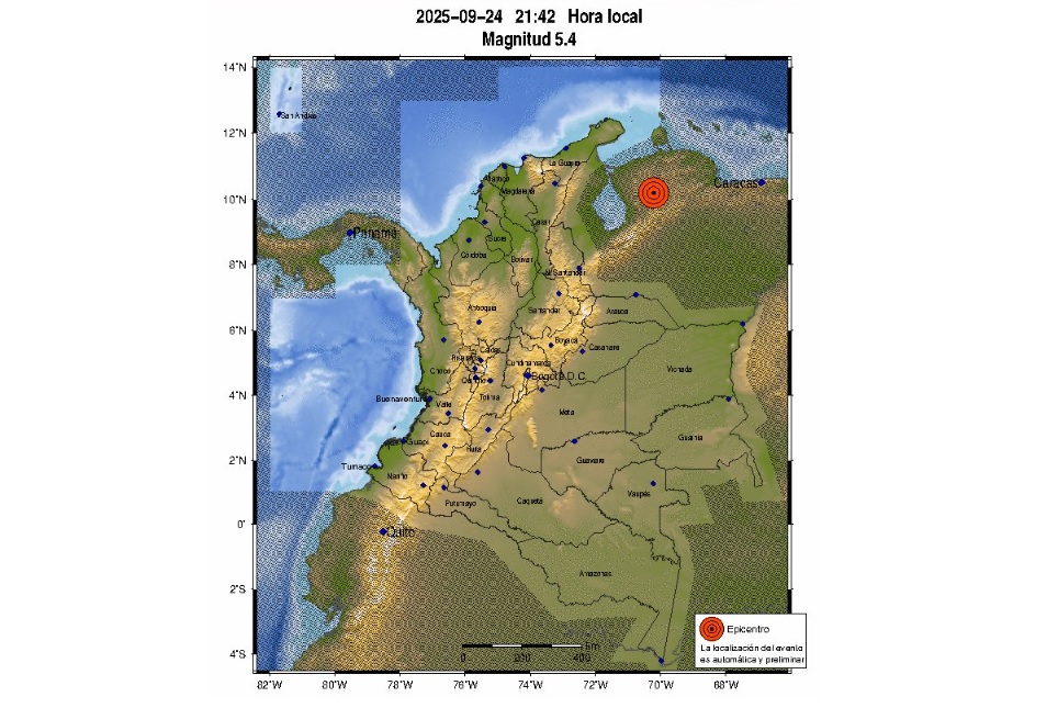 Otro sismo, de magnitud 5.4, vuelve sentirse en el oriente de Colombia