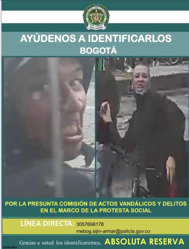 Fotos: Estos son los más buscados por presunto vandalismo en Bogotá