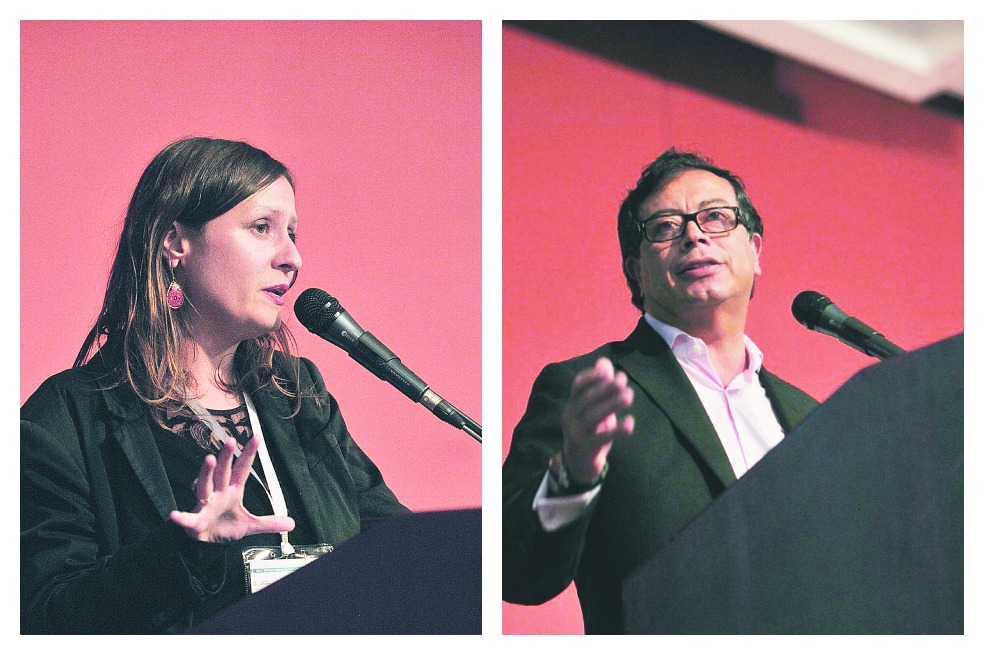 Magali Fricaudet, delegada de la Red Mundial Ciudades y Gobiernos Locales. - Gustavo Petro, alcalde de Bogotá. /Luis Ángel