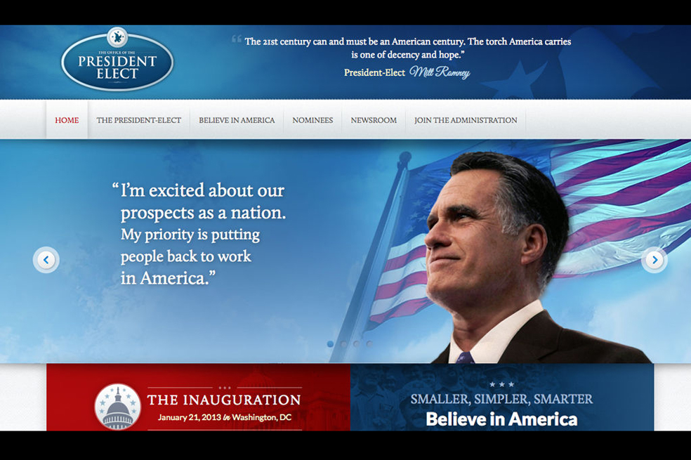 La página web de la «victoria» de Romney