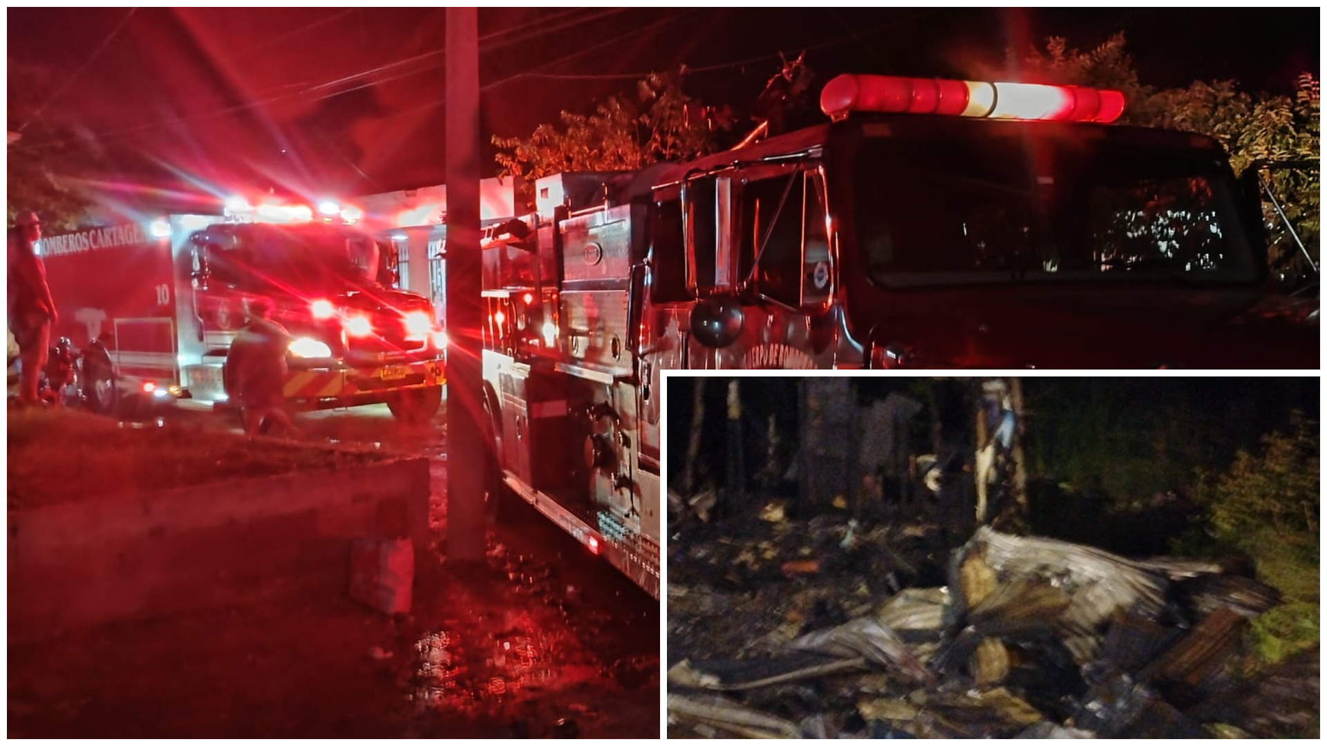 Incendio en Cartagena dejó cuatro casas de madera destruidas