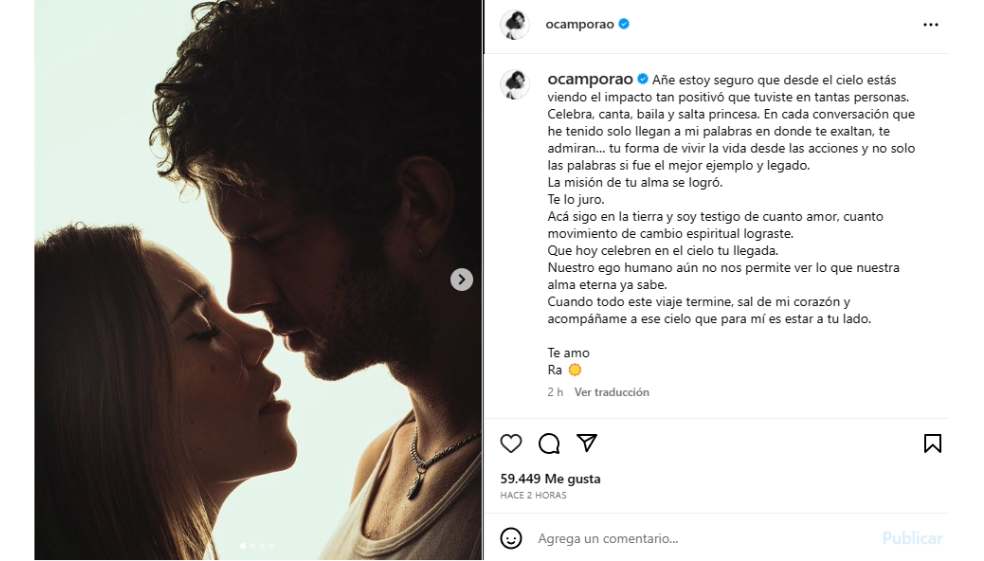 Novio de Alejandra Villafañe envió duro mensaje: “Que celebre el cielo tu llegada”