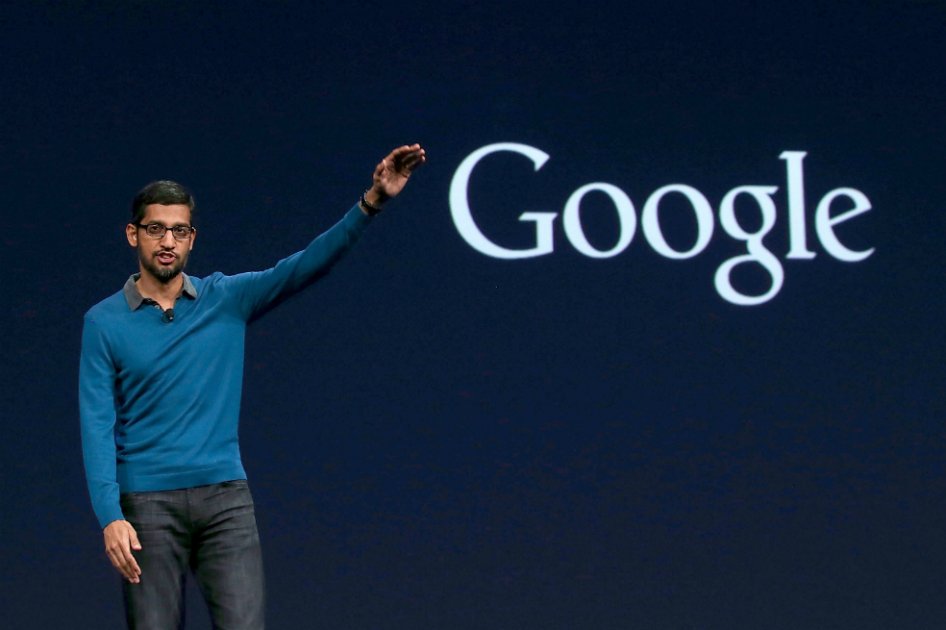 Sundar Pichai, vicepresidente de producto de Google durante la conferencia. / AFP