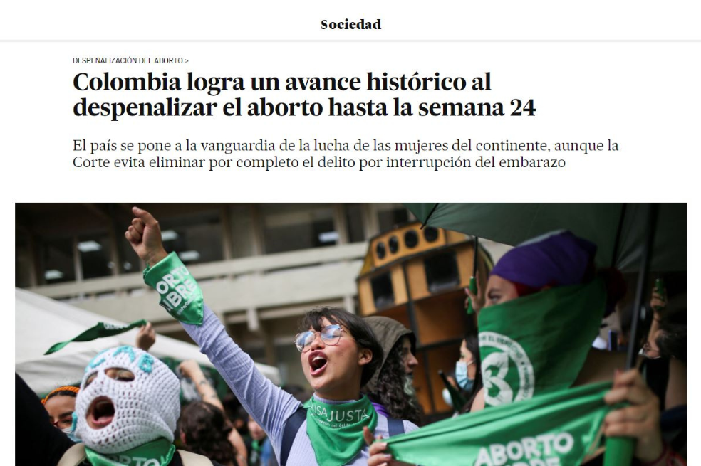 “Esto es histórico”: prensa mundial sobre despenalización del aborto en Colombia