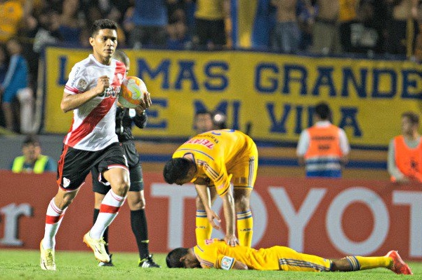 Teófilo Gutiérrez tras marcar el primer gol de River en el partido contra Tigre. Foto: River Plate