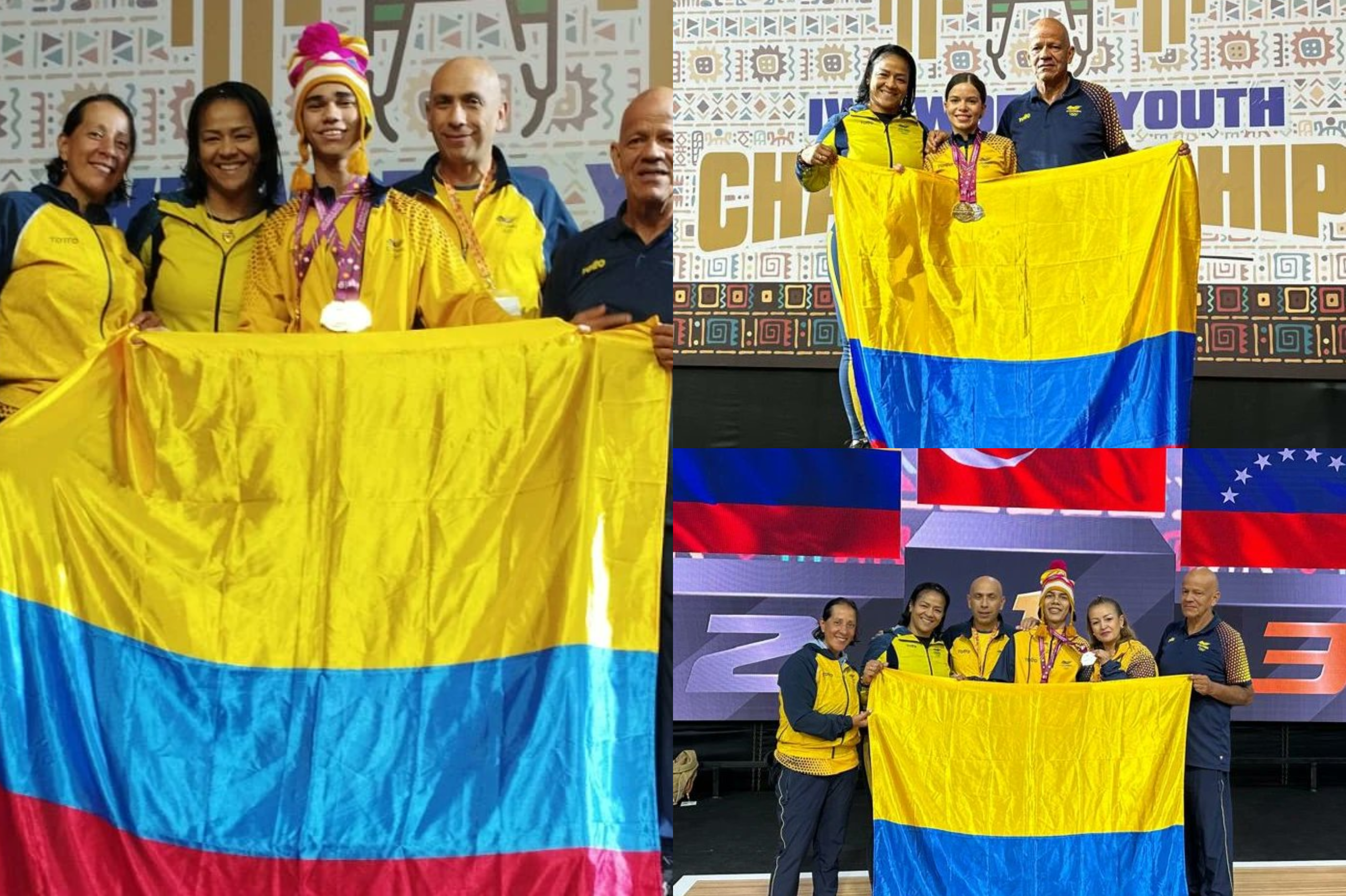 Los medallistas de Colombia en el Mundial sub-17 de Levantamiento de Pesas.