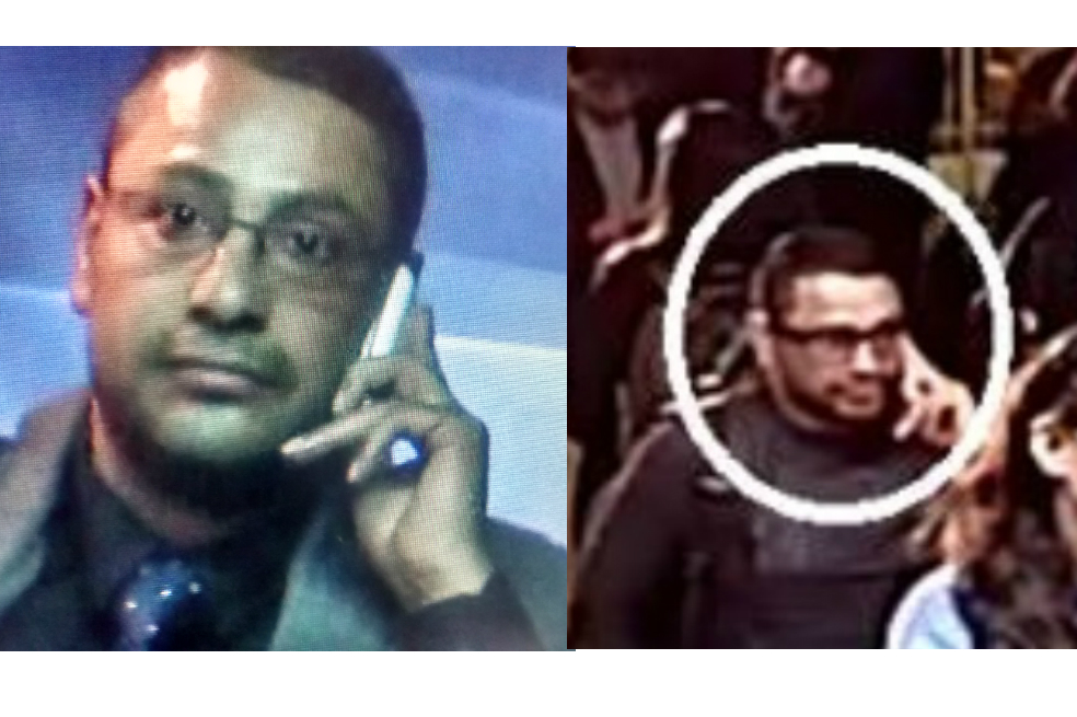 Escribió la Flip: "El fotograma de la izquierda fue captado el día del robo en la Fundación Farhenheit 451. El de la derecha corresponde al día del robo a Rutas del Conflicto. En ambas fotografías es posible identificar una postura particular del agresor cuando sujeta con su mano izquierda el teléfono móvil mientras simula atender una llamada".