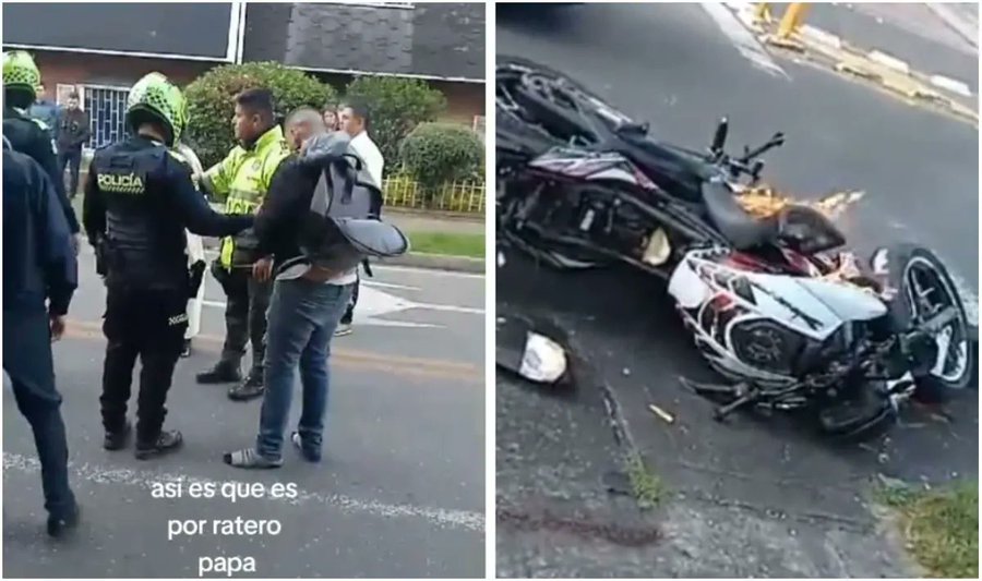 Presunto ladrón lloró cuando la comunidad incendió su moto en Bogotá