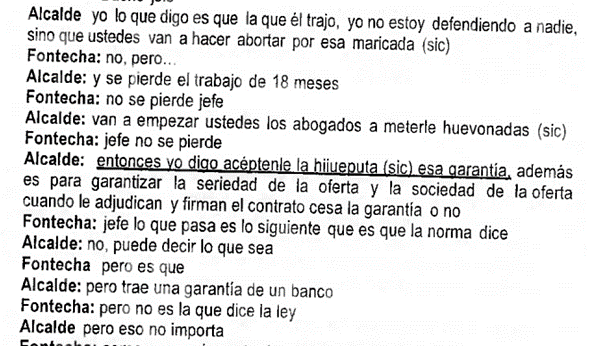 En grabación aportada a la Procuraduría, se denota la presión del ingeniero Rodolfo Hernández al exdirector jurídico de la EMAB, César Augusto Fontecha.