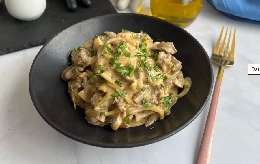 Receta: lomo en salsa cremosa de champiñones 