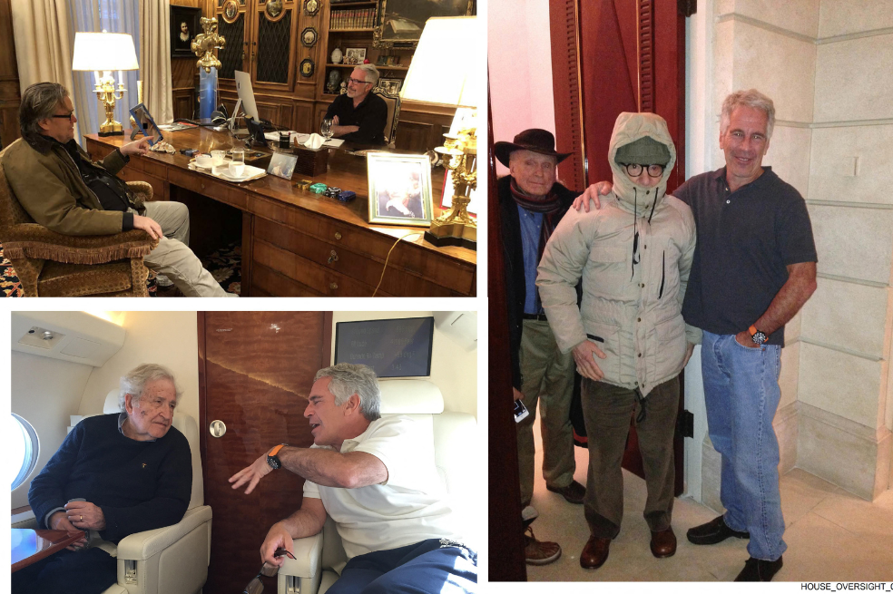 Fotografías reveladas por los demócratas en EE. UU de Woody Allen, Steve Bannon y Noam Chomsky.
