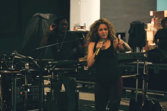 Shakira en los ensayos.