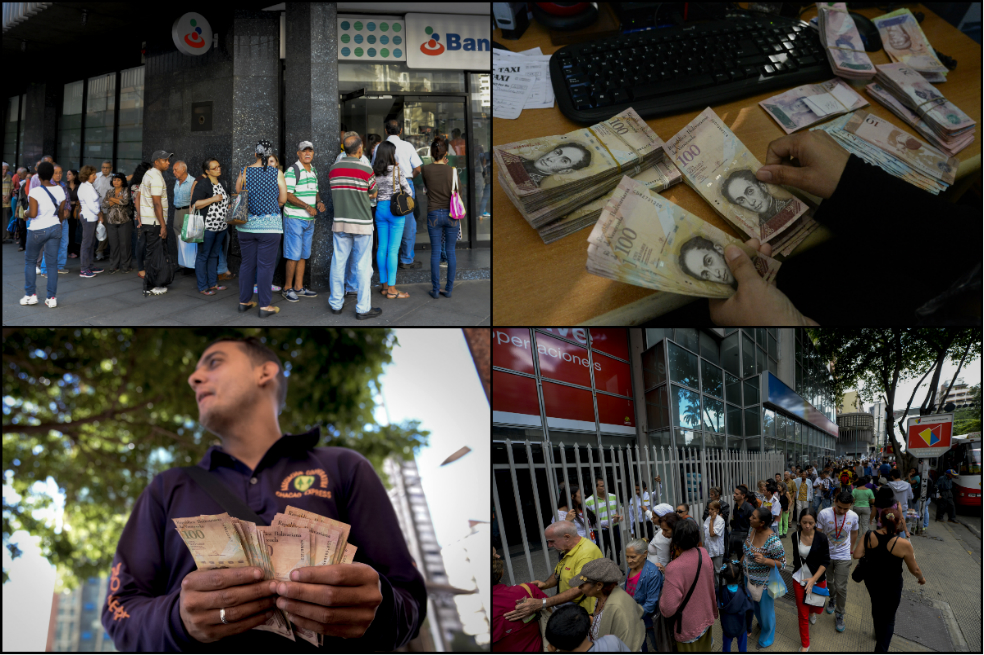 Imágenes de las interminables filas en Venezuela para cambiar los billetes de 100 bolívares
