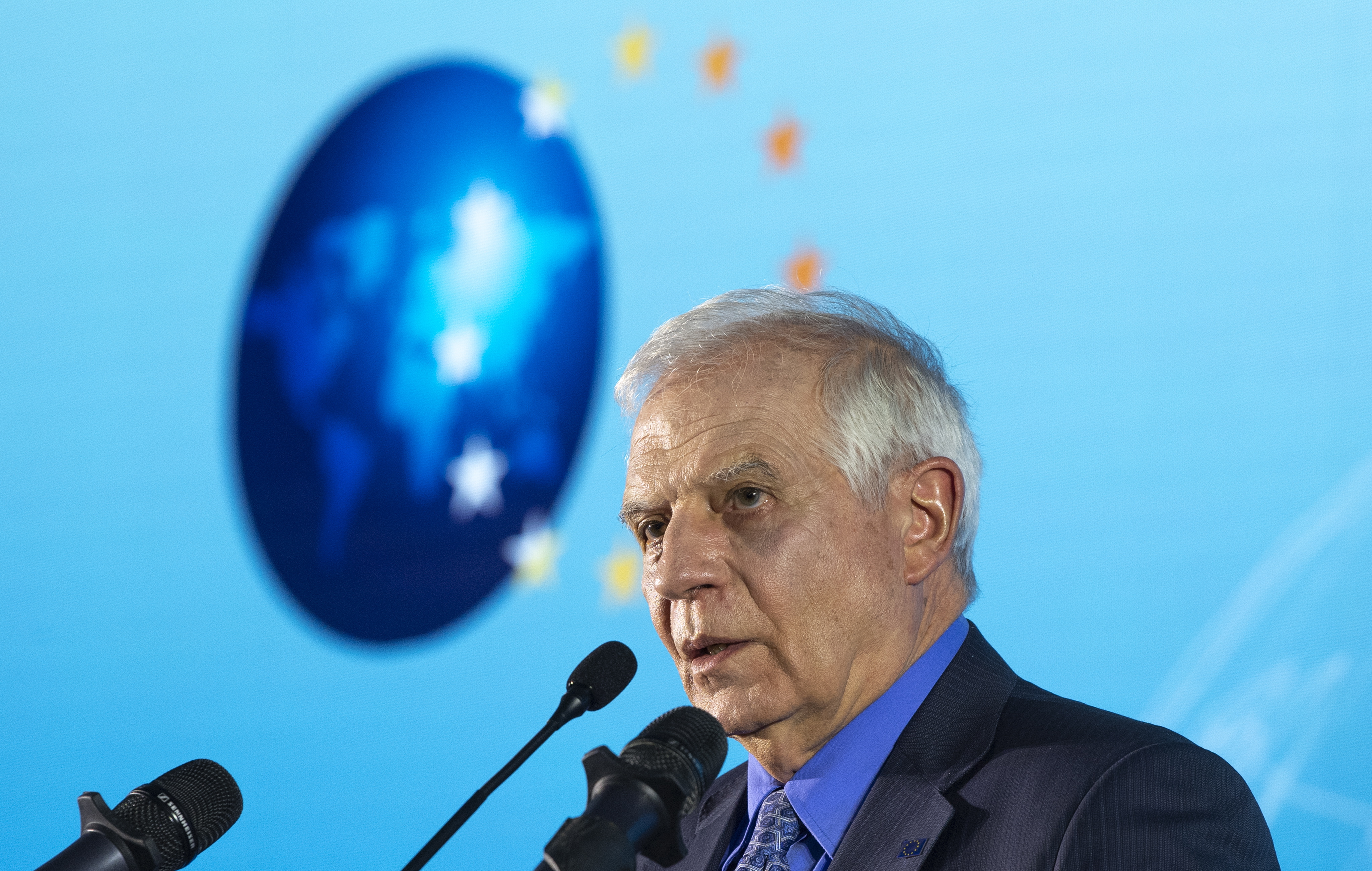 Ohrid (Republic Of North Macedonia), 18/03/2023.- High Representative of the European Union for Foreign Affairs and Security Policy Josep Borrell addresses the media after the High-level Meeting of the Belgrade-Pristina Dialogue in Ohrid, Republic of North Macedonia, 18 March 2023. International diplomats are trying to make progress with the so-called 'French-German' plan in an effort to normalize the ties between Kosovo and Serbia. (Belgrado) EFE/EPA/GEORGI LICOVSKI