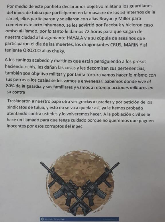 Los panfletos no están firmados, por lo que las amenazas están siendo investigadas.