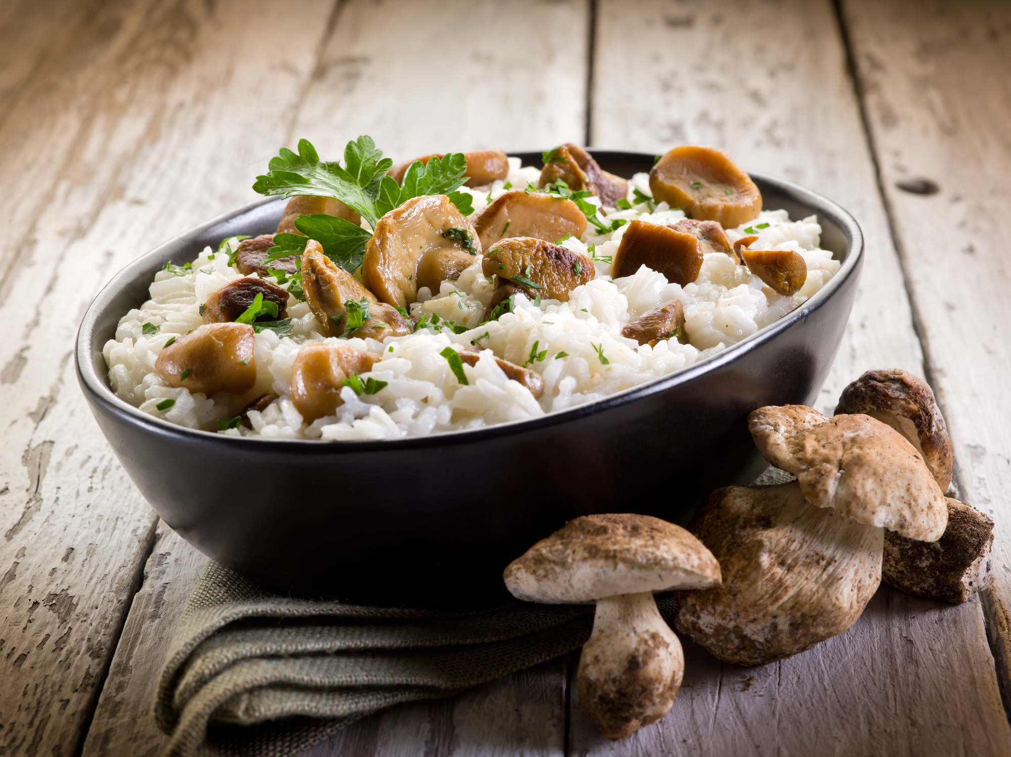 La receta para preparar un rico arroz cremoso con champiñones