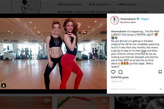 Shakira se pone en forma antes de salir de «El dorado tour»