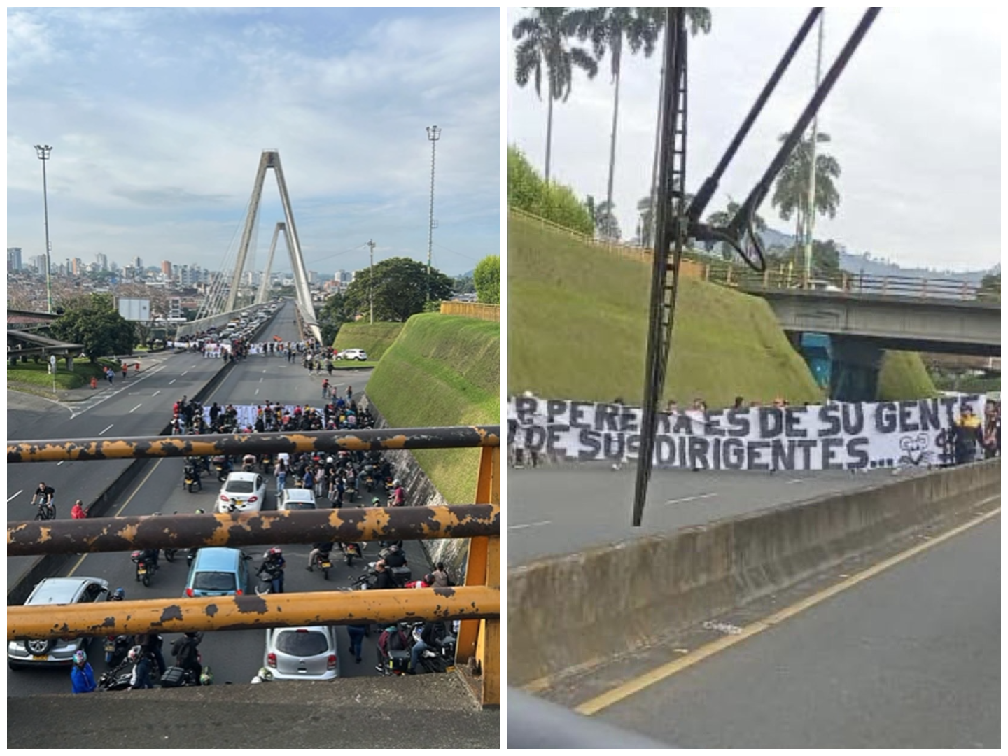 Hinchas del Pereira bloquean varias vías de la ciudad