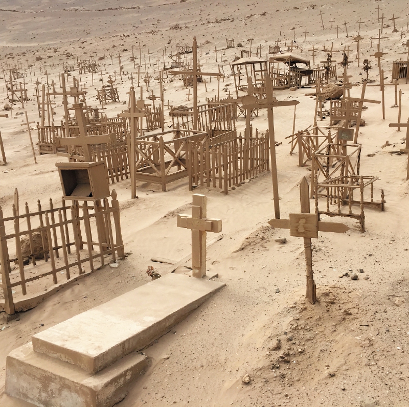 La exhibición de Mario Opazo traslada a los visitantes a un cementerio en Pisagua/ Cortesía.