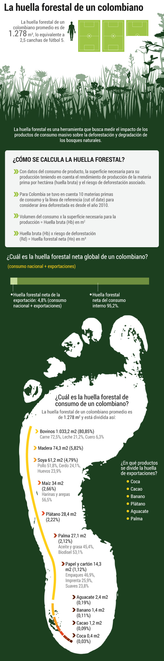 Esta es la huella forestal de un colombiano.