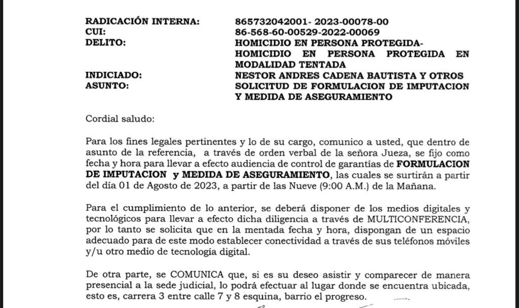 La audiencia de imputación se realizará el próximo 1° de agosto desde las 9 de la mañana.