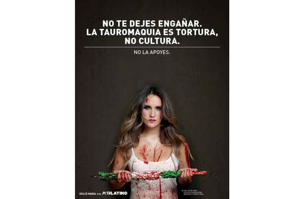 Dulce María protagoniza campaña contra la tauromaquia