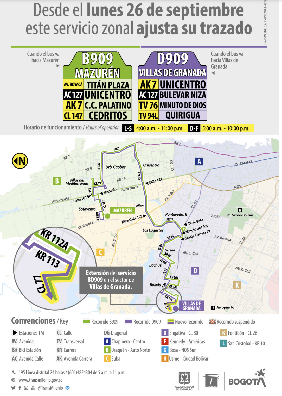 La ruta B909 Mazurén – D909 Villas de Granada extendió su trayecto.