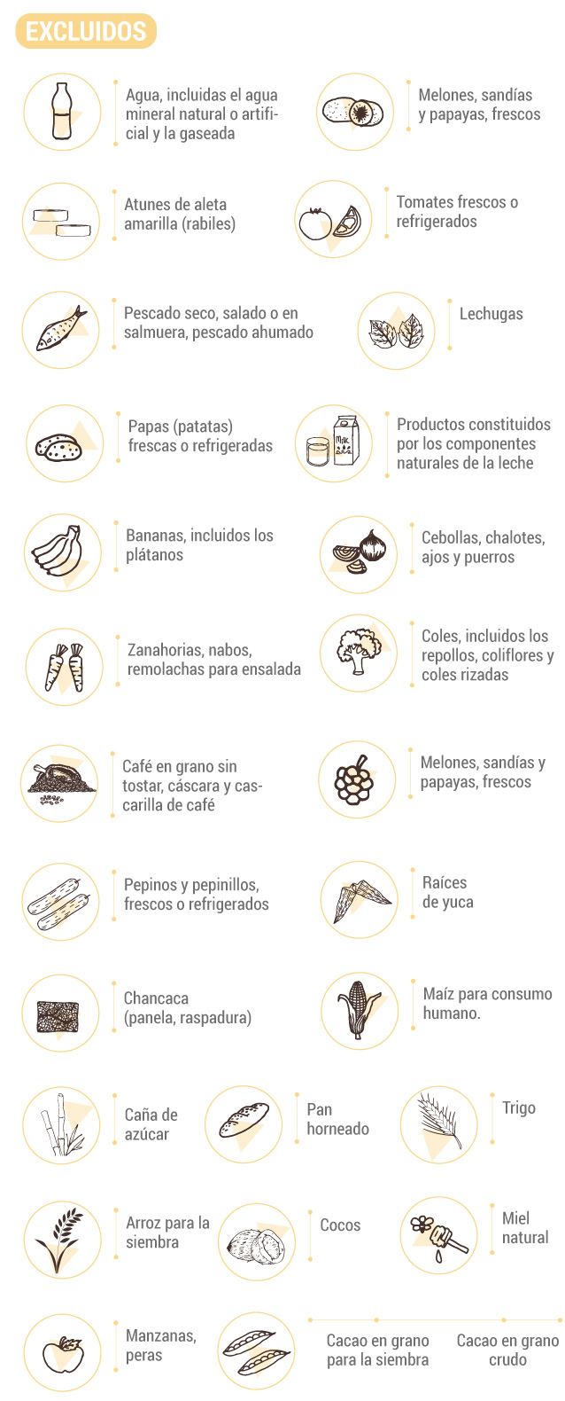 Ejemplos de bienes excluidos del IVA.