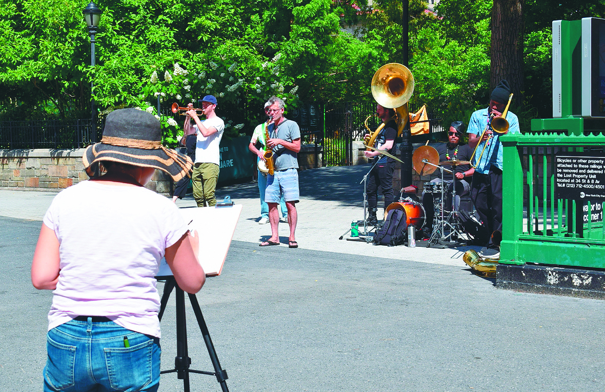 Los músicos y artistas se encuentran en las calles neoyorquinas.