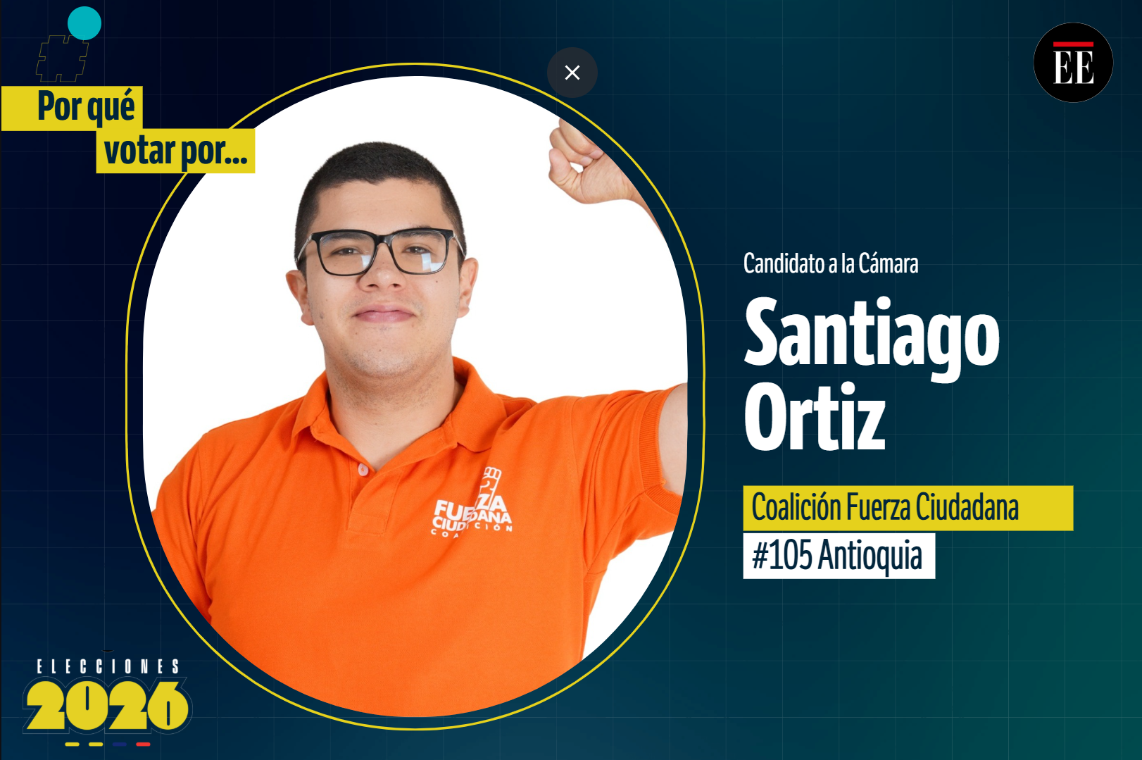 “Por qué votar por”: Santiago Ortiz Salazar, candidato a la Cámara