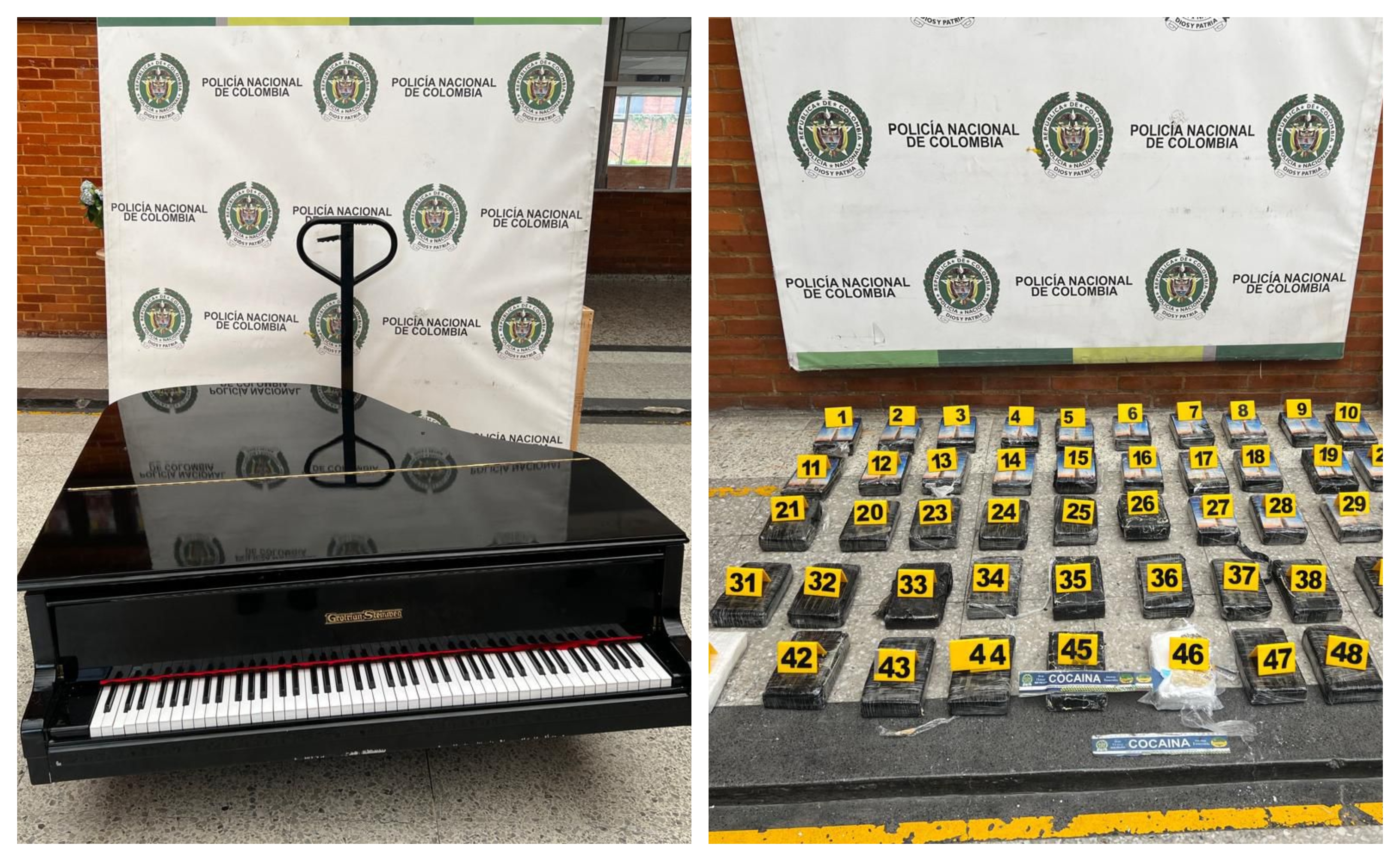 Policía incauta dos narco-pianos que iban cargados de cocaína hacia el extranjero