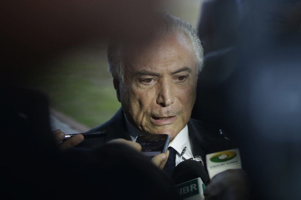 El presidente interino de Brasil, Michel Temer, durante una rueda de prensa en abril en Brasilia. / EFE