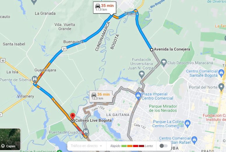Ruta Coliseo Live salida Suba