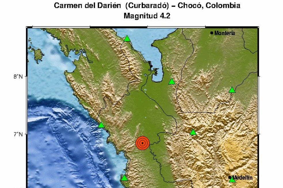 Temblor en Colombia: se reportó un sismo de 4,2 de magnitud en Chocó