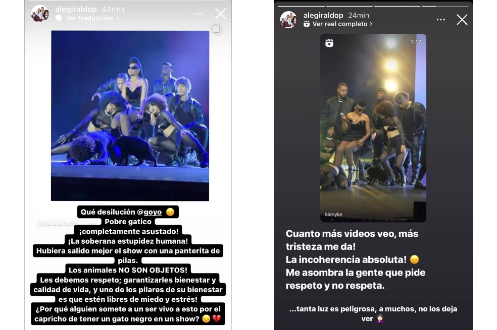 Goyo ha sido fuertemente criticada por haber subido un gato al escenario durante los Premios Nuestra Tierra.