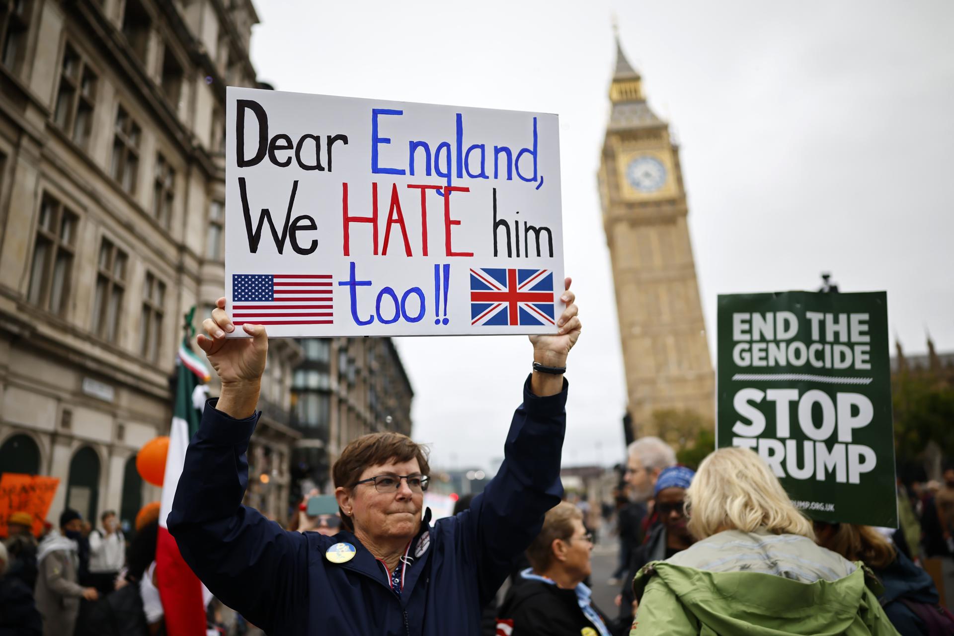 Protestas en Londres por la llegada de Trump: “Es repugnante darle la bienvenida a un criminal”