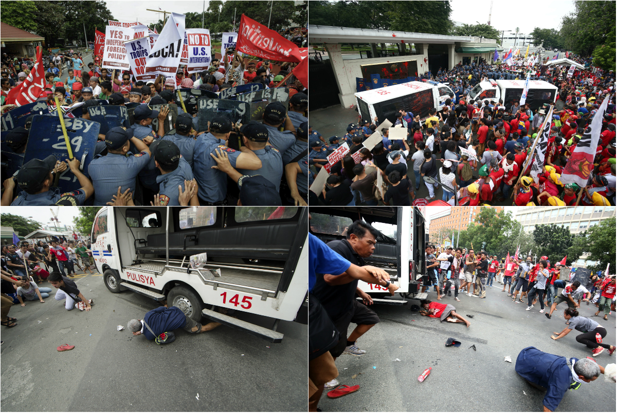 Imágenes del brutal método de la policía de Filipinas para contener una protesta