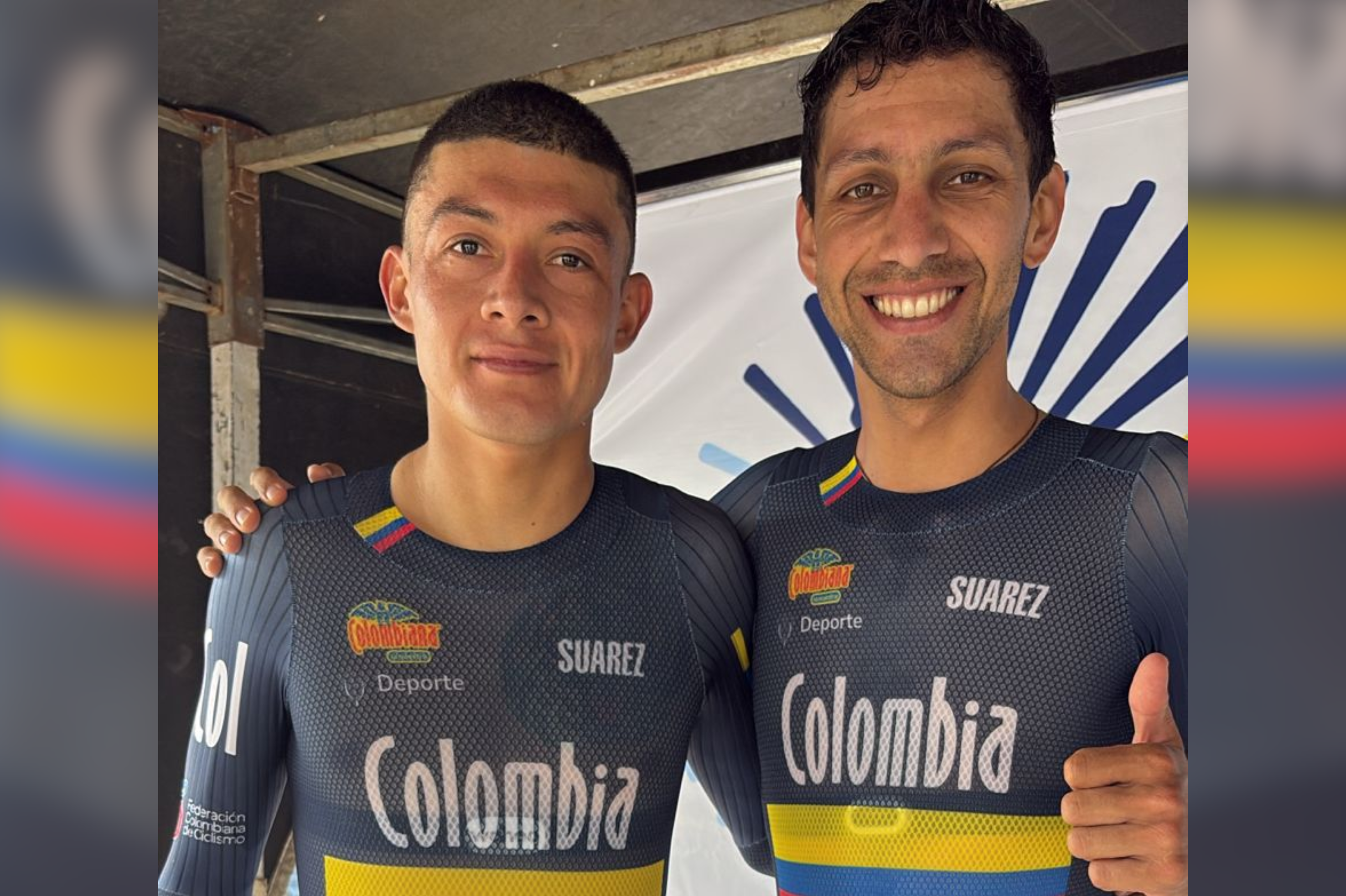 Rodrigo Contreras y Walter Vargas (der.), luego de la prueba de contrarreloj.