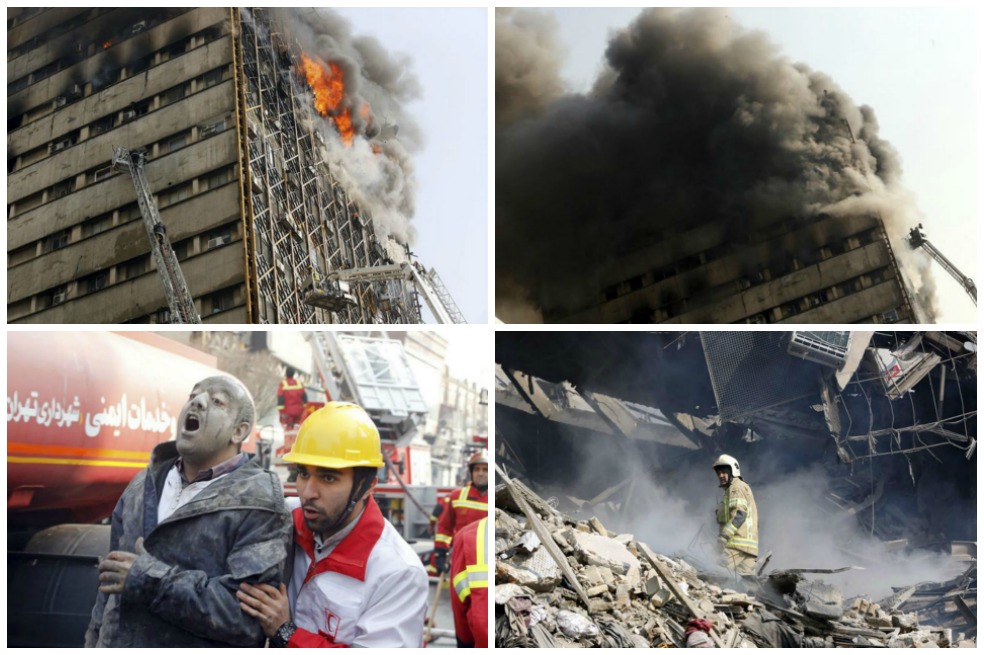 Tragedia en Irán: Edificio se desplomó cuando bomberos intentaban apagar incendio