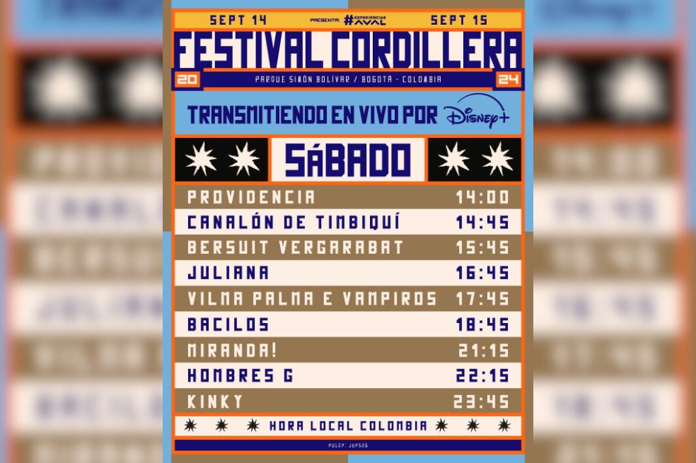 Programación del Festival Cordillera en Disney+ este sábado.
