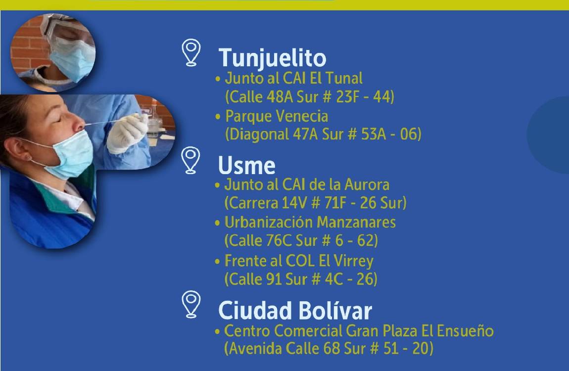 Pruebas COVID-19 en el sur de Bogotá.