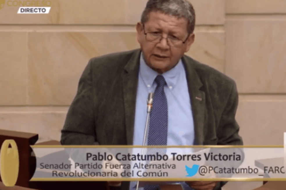 Pablo Catatumbo es senador de la FARC. / Pantallazo de la transmisión del Canal Congreso