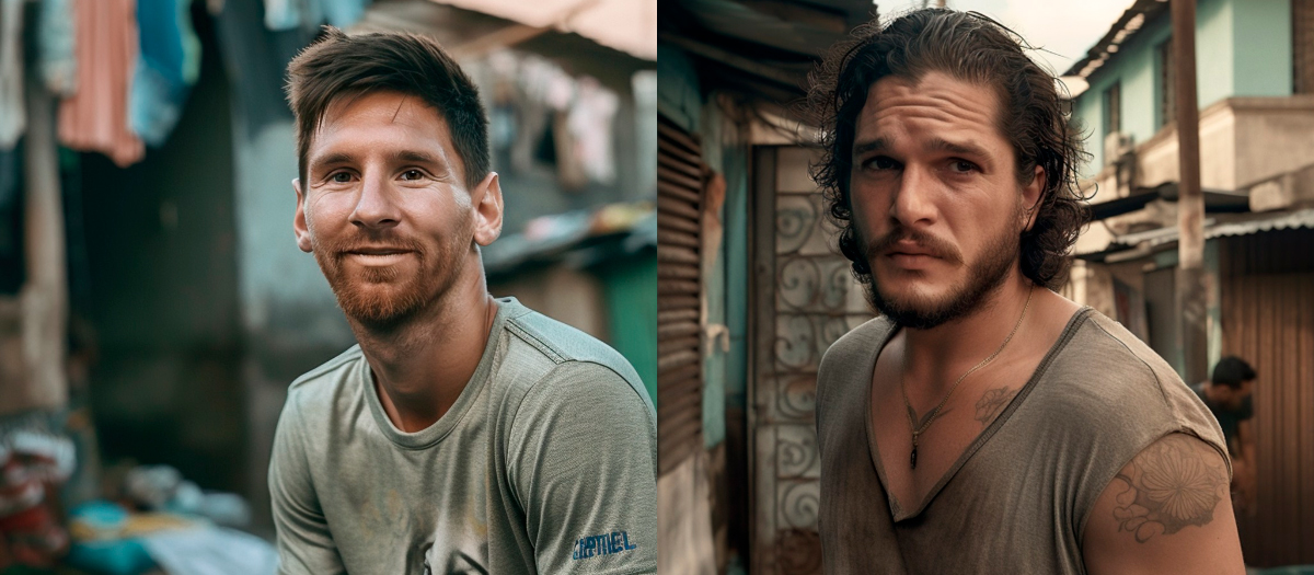 Así se verían Messi, Keanu Reeves y otros famosos sin lujos, según la IA