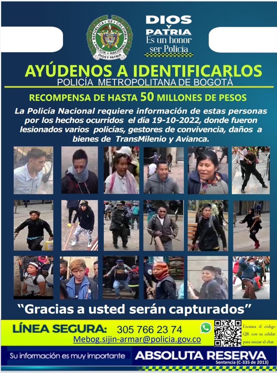 Ofrecen $50 millones a quien identifique a presuntos agresores de policías