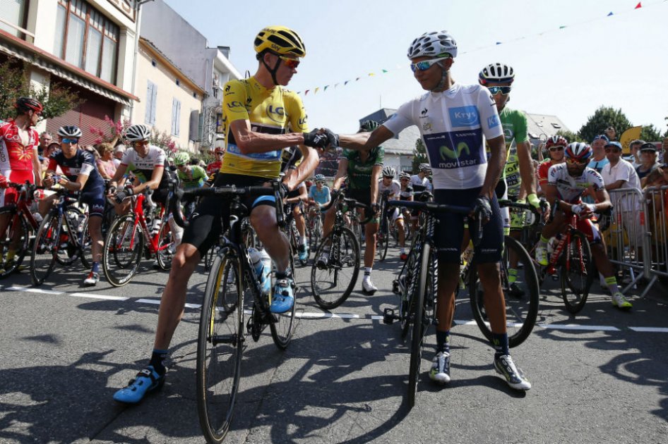 Nairo Quintana junto a Chris Froome. Foto: AFP