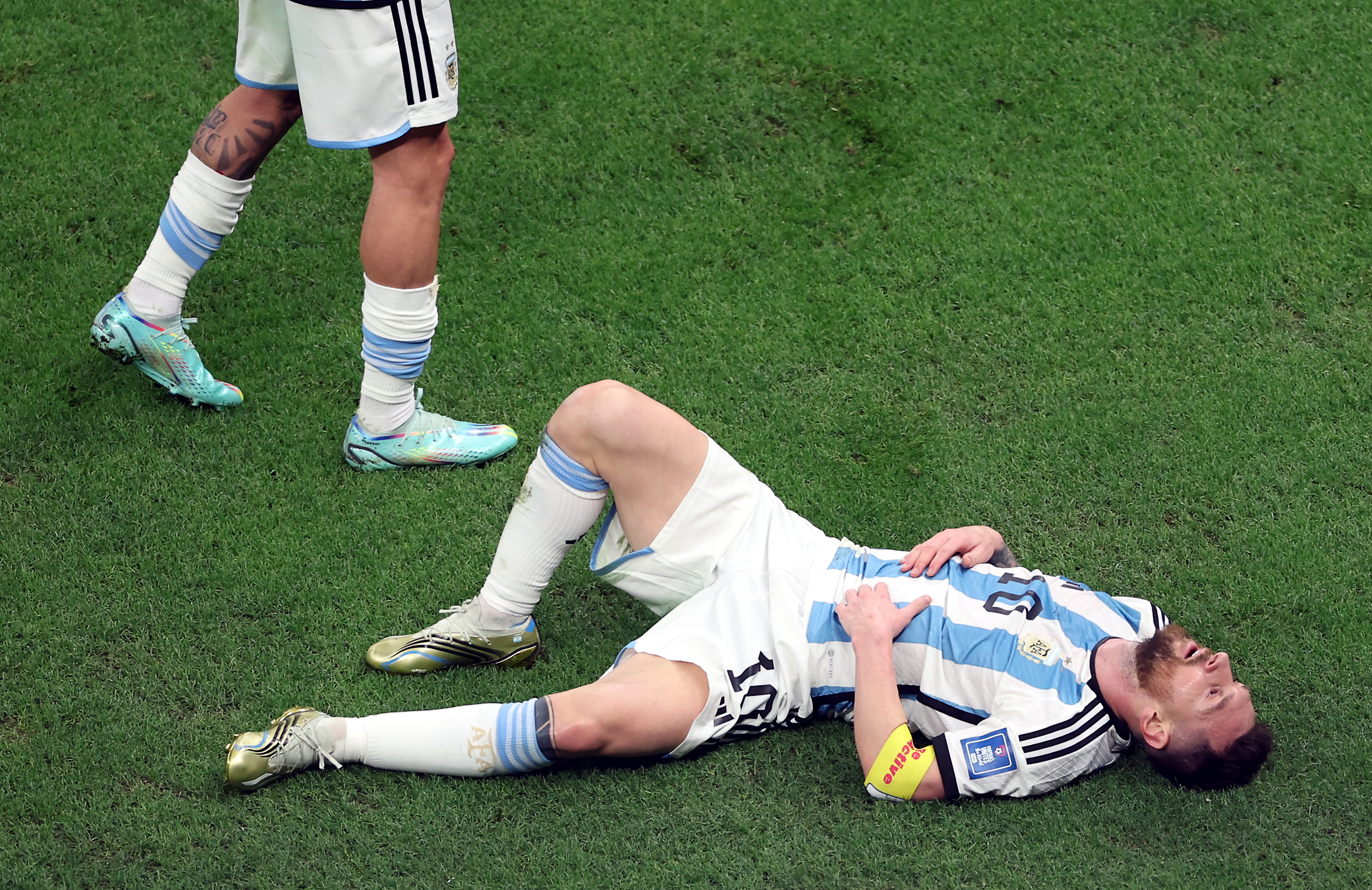 Lusail (Qatar), 13/12/2022.- Lionel Messi of Argentina reacts on the pitch during the FIFA World Cup 2022 semi final between Argentina and Croatia at Lusail Stadium in Lusail, Qatar, 13 December 2022. (Mundial de Fútbol, Croacia, Estados Unidos, Catar) EFE/EPA/Tolga Bozoglu