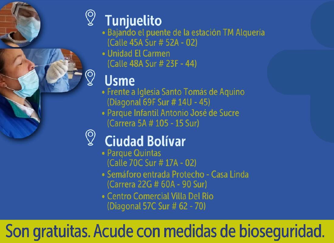 Pruebas Covid sur de Bogotá