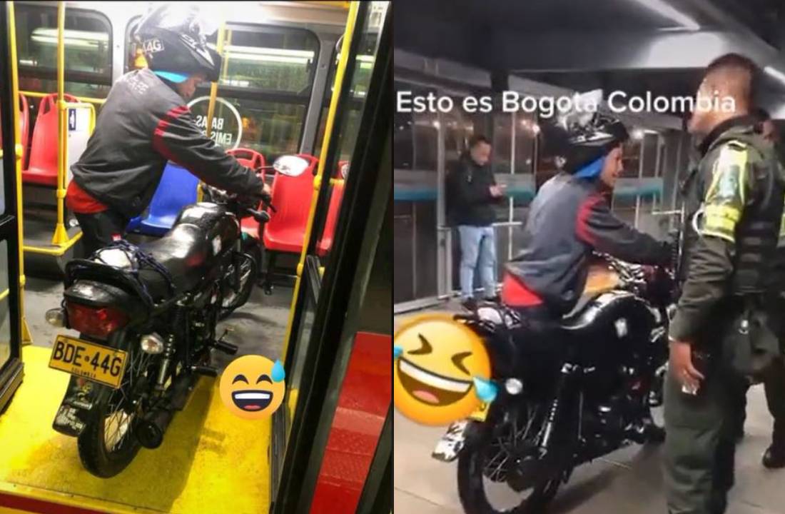 Pagó el pasaje de Transmilenio para subirse con todo y moto al articulado